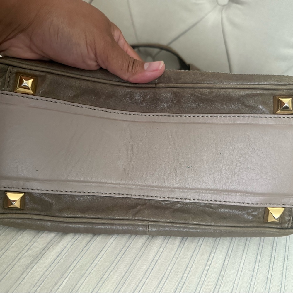 LAMB by Gwen Stefani Brown Leather Handbag with Stripes - Picture 7 of 11